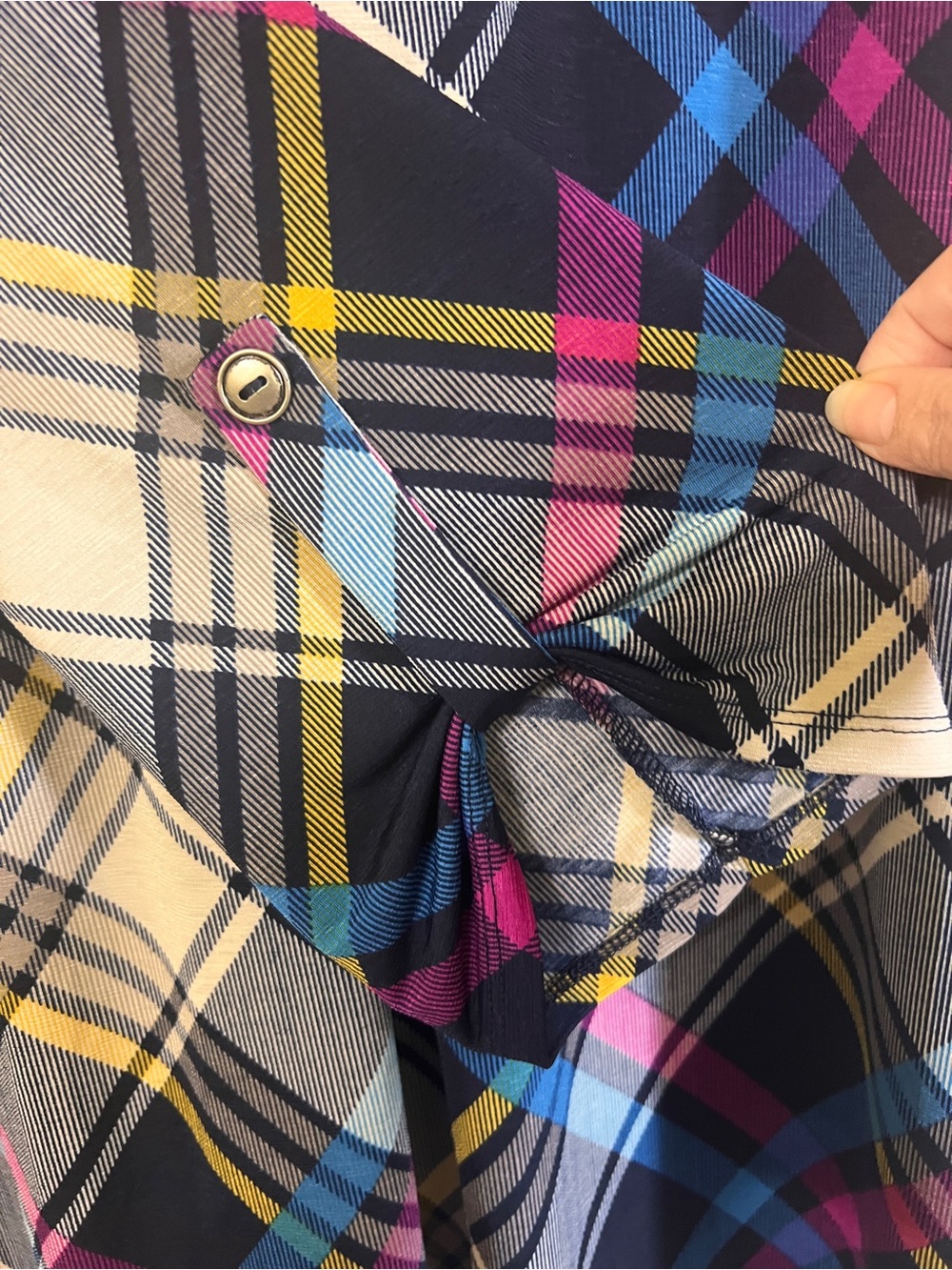 Dear Scarlett Navy Multi-Color Plaid Notch-Neck Tunic - Picture 6 of 8
